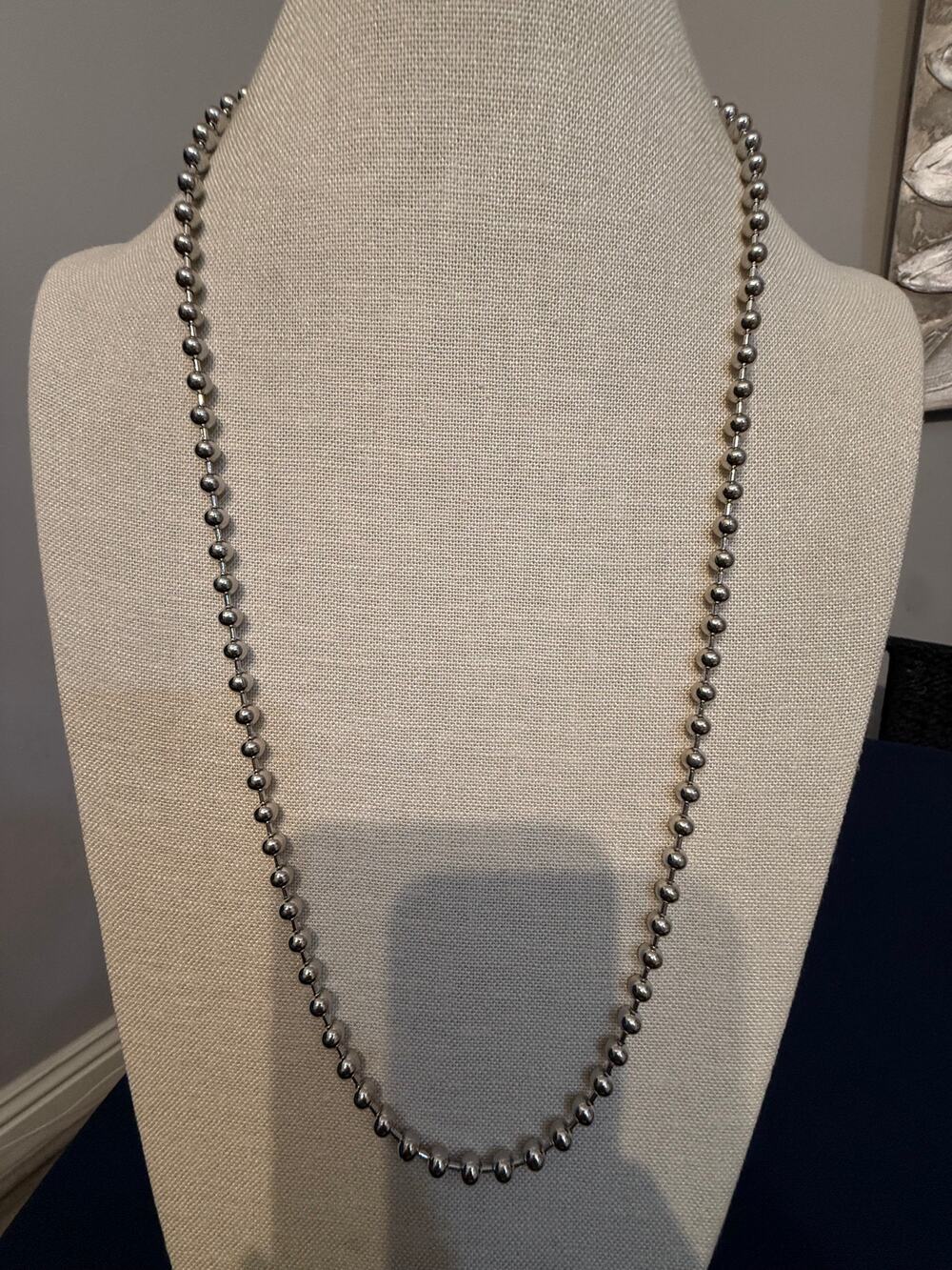 Vintage 15” Silver Tone Beaded Statement Necklace